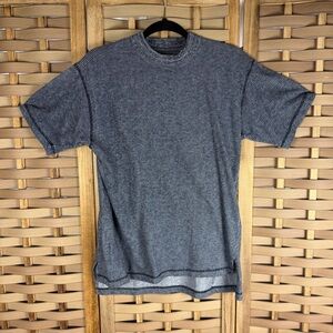 Yves Saint Laurent Pour Homme Vintage Men's Navy and White Striped Tee